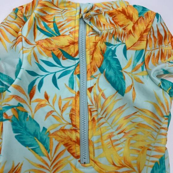 Art Class Girls Cap Sleeve Leaf Print One Piece Swimsuit Multi XS (4/5) NWT - Picture 6 of 7